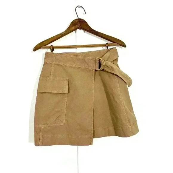 Banana Republic Afternoon Latte Beige Utility Wrap Cotton Belted Skirt,‎ size 0 - Picture 1 of 9